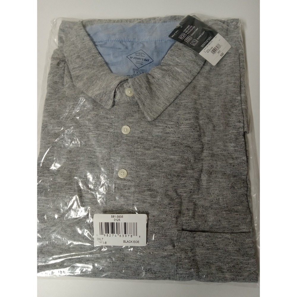 St Johns Bay Polo Men's 2XLT Supersoft Quick-dri Gray - Picture 3 of 7